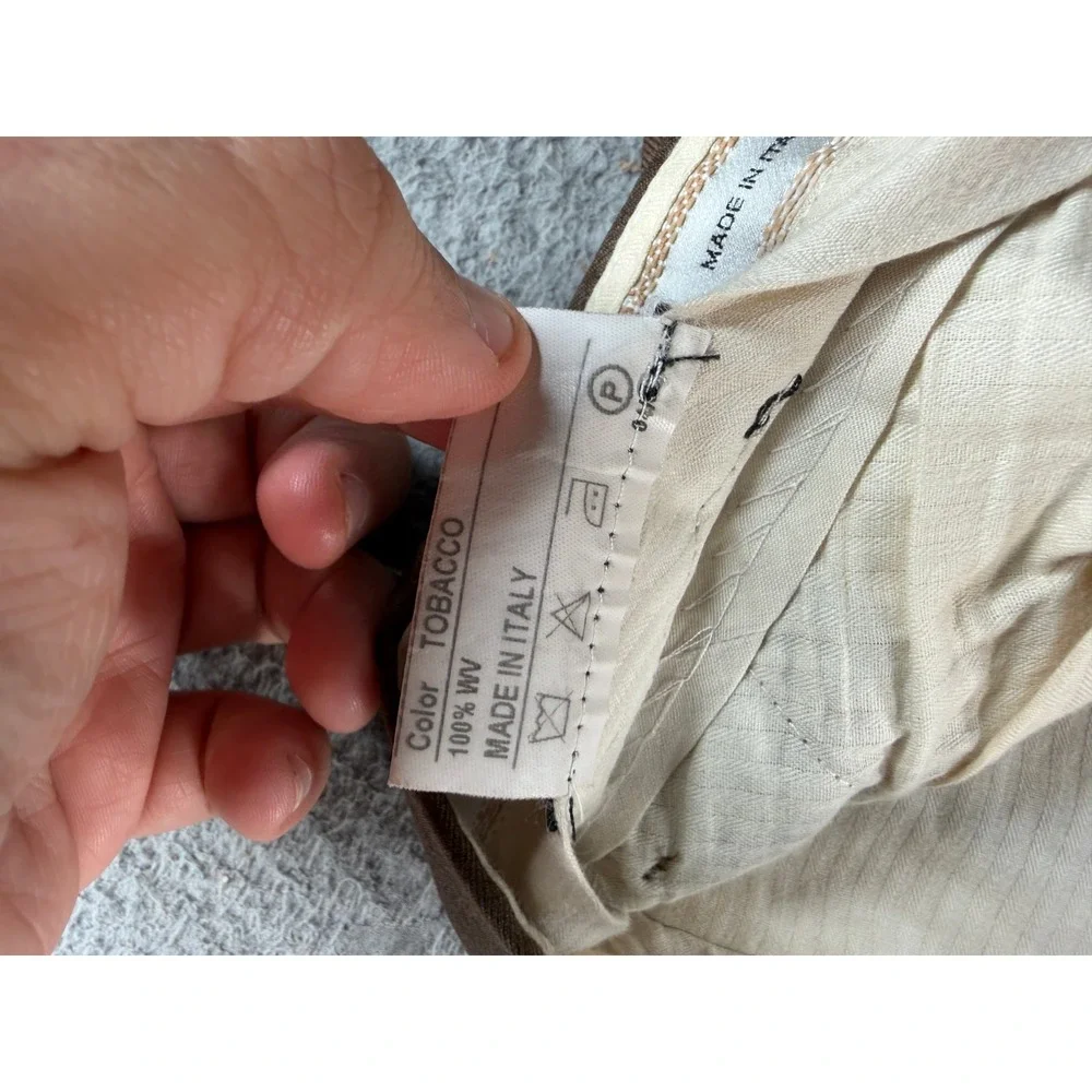 Santorelli Como 2 Dress Pants Luxury Serge Mens 34x28 Brown Pleated Wool Italy